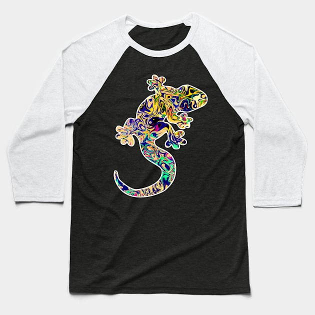 Colorful surreal psychedelic lizard king IV Baseball T-Shirt by simbamerch